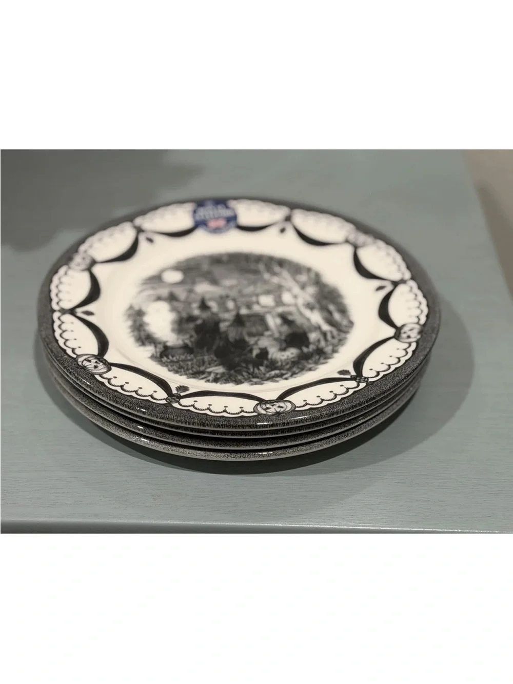 ROYAL STAFFORD WITCH COVEN SET OF 4 SALAD-PLATES HALLOWEEN WITCHES GHOST